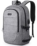 AMBOR Travel Laptop Backpack, 17.3 Inch Anti Theft Business Backpack with USB Charging Port and Headphone Interface,Large Computer Backpack School Daypack Backpack for Women and Men-Grey