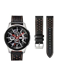 Correa de piel para reloj Galaxy de 1.811 in   2 unidades de correa de piel auténtica con hebilla de acero inoxidable para Samsung Gear S3 Classic Frontier, marrón y negro