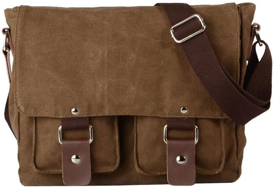 autumndeer Anti-Theft Laptop Messenger Bag for Men, 14 Inch Briefcase Multiple Pocket, Lightweight Business Shoulder Bag for Work, Travel & Commuting, Durable Oxford Laptop Bag, 32 x 10 x 27cm, Coffe