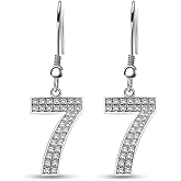 Moissanite Number 7 Earrings for Women, D Color VVS1 18k Gold Plated 925 Sterling Silver Moissanite Earrings Gift for Mom/Wife