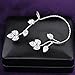 Dnswez Right Ear Wrap Stud CZ Cubic Zirconia Leaf Shape Zirconia Earrings For Women Girl