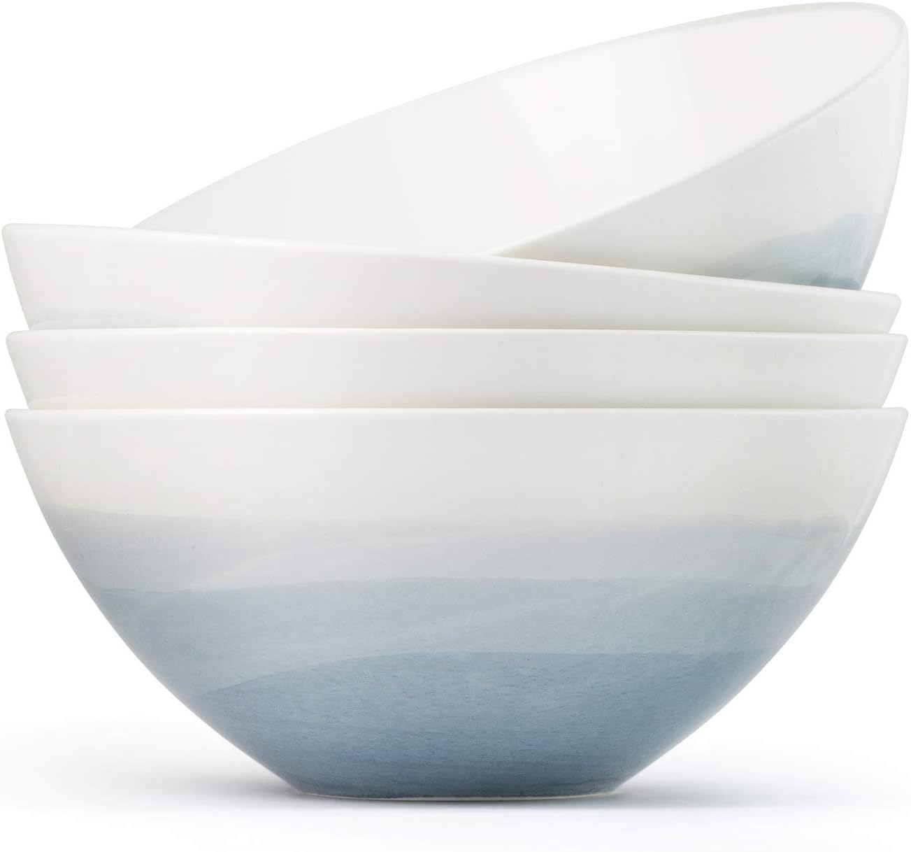  | Luna 4PC 6.75", 32 ounces Glacial Porcelain Bowls | Microwave safe bowl l Cereal bowls | Pasta bowl | Large soup bowl | ceramic bowl | Kitchen bowls | salad bowl set: Soup Bowls