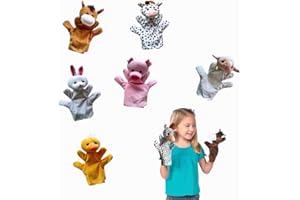PCMJET Koodreat Farm Animal Friends Kids Hand Puppets(Set of 6 - Cow, Horse, Sheep, Duck,Rabbit and Pig - Soft Plush Material, Great Gift for Girls and Boys - Kids Toy Best for Imaginative Play )