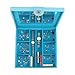 SMONET Huge Jewelry Box Organizer 28 Section Classic Holder 2 Layers - Women Girls Teens Storage Case for Earring Ring Necklace Bracelet Watch PU Leather with Lock Large Mirror Blue