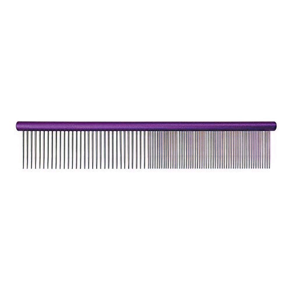 GROOM PROFESSIONAL Spectrum Aluminium Dog Comb 50/50 - Dog Grooming Comb - For Fine Coats - Perfect Comb for Small Breeds - More Intricate Areas or Finer Coats - Purple, 25cm