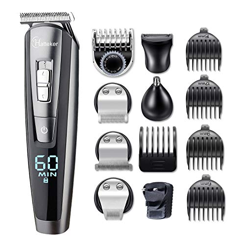 HATTEKER Beard Trimmer for Men Cordless Mustache Body Trimmer Hair Trimmer Groomer Kit Precision Trimmer Nose Hair Trimmer Waterproof USB Rechargeable 5 in 1