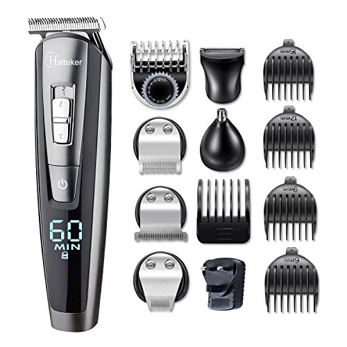 HATTEKER Beard Trimmer for Men Cordless Hair Trimmer Clipper Mustache Trimmer Body Groomer Kit Precision Trimmer Nose Trimmer Waterproof USB Rechargeable 5 in 1