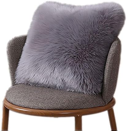 LRENNA Throw Pillow Covers Mongolian Faux Fur Cushion Pillow Case for Sofa Deluxe Home Decorative Series Merino Style Fur Super Soft Plush 18" x 18" /20" x 20" (Grey, 20''x20'')