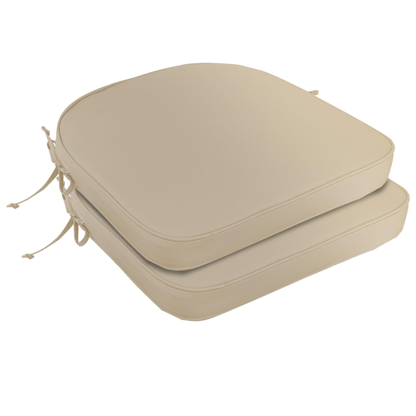 Photo 1 of Metliv 2-Pack U-Shaped Outdoor Chair Pads 19x19 Inch, Fade Resistant Water Repellent Patio Seat Cushions with Zippered Covers & Removable Foam Inserts, Beige