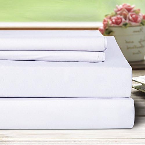 EMONIA 400TC 100 Pakistan Cotton Sheet White Queen Sheets Set, 4Piece