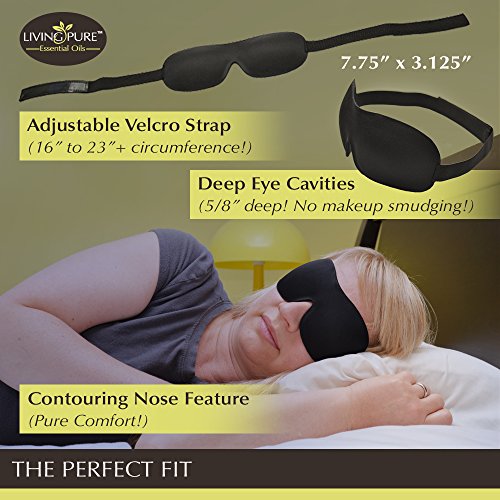 Living Pure - Luxury Sleep Mask | Light Blocking Eye Mask for Sleeping Deeper | Features Memory Foam, Contoured Design & Adjustable Strap | Insomnia Aid - Thumbnail 2