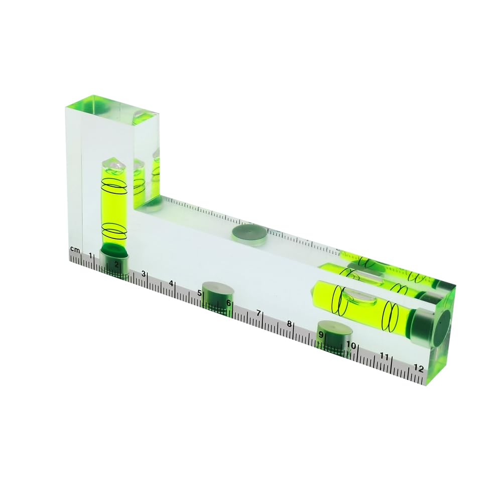 Transparent L-Shaped Multifunctional Horizontal Bubble Bidirectional Design Level with Magnetic Scale Size (120x25x13mm)