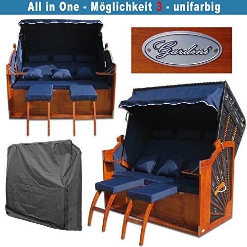 XINRO® Strandkorb XXXL Ostsee blau - schwarz - gestreift kaufen # inkl. Schutzhülle # wechselbare Bezüge – Bild 6