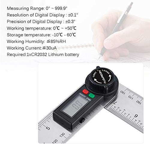 FLOUREON Digital Protractor Angle Finder,7-inch Protractor(DL600 Stainless Digital Angle Ruler),Digital Protractor Goniometer 360° 