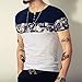 LOGEEYAR Men's Casual Slim Fit Short Sleeve Color Block Printing Henley T-Shirts A-White