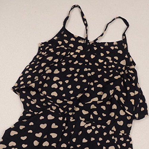 1-7 Years Baby Kids Girls Straps Rompers,Casual Overalls Cute Love Heart Jumpsuits Piece Pants Clothing (Black, 2T(1-2Years))