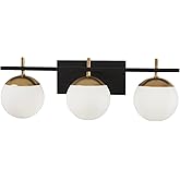 GEORGE KOVACS P1353-618 Alluria Vanity Bath Light, 3-Light, 225 Total Watts, 8.5-in H x 24-in W, Weathered Black with Autumn 