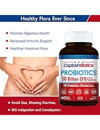 CaptainBiotics Probiotics -50 Billion CFU per 2 Caps - 60 Vegetarian Caps - 19 Science-Backed...
