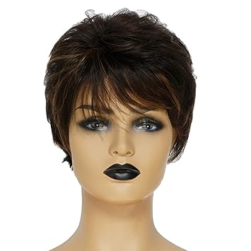 Homyl Fashion Short Curly Straight Wigs Real Human Hair Pixie Cut