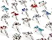 IMIXLOT 20Pcs Women Adjustable Animal Crystal RingsSilver Cute Cos tume Ring Set for Party Gift