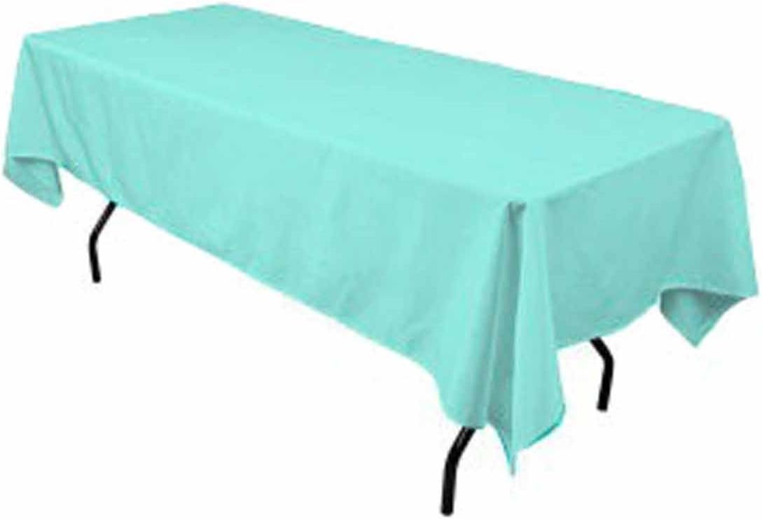 Runner Linens Factory Rectangular Polyester Tablecloth 60x144 Inches By (Tiffany Blue)