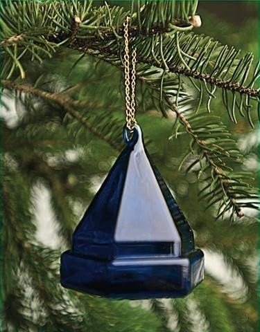 Nautical Glass Deck Prism Hanging Christmas Holiday Ornament (Blue)
