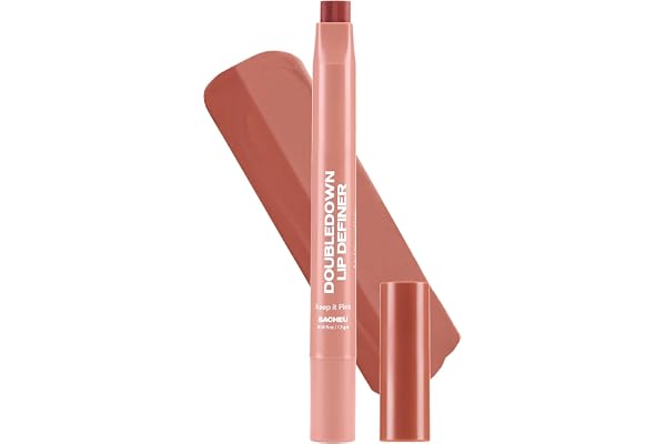 Sacheu DoubleDown Lip Definer, 2-in-1 Lip Liner & Balm — Hydrating Korean Makeup Lipstick with Pigmented, Buildable Color, Creamy Satin Finish, Avocado Oil, Rosehip Oil & Vitamin E (Keep it Pink)