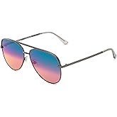 Foster Grant Sun Luv Be Fearless Aviator Sunglasses, Gunmetal, 63mm (10260194.COM)