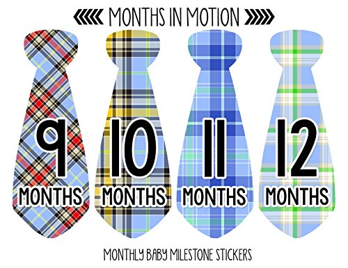 Months in Motion Monthly Baby Stickers Necktie Tie Baby Boy Months 1-12 (743) - Thumbnail 3