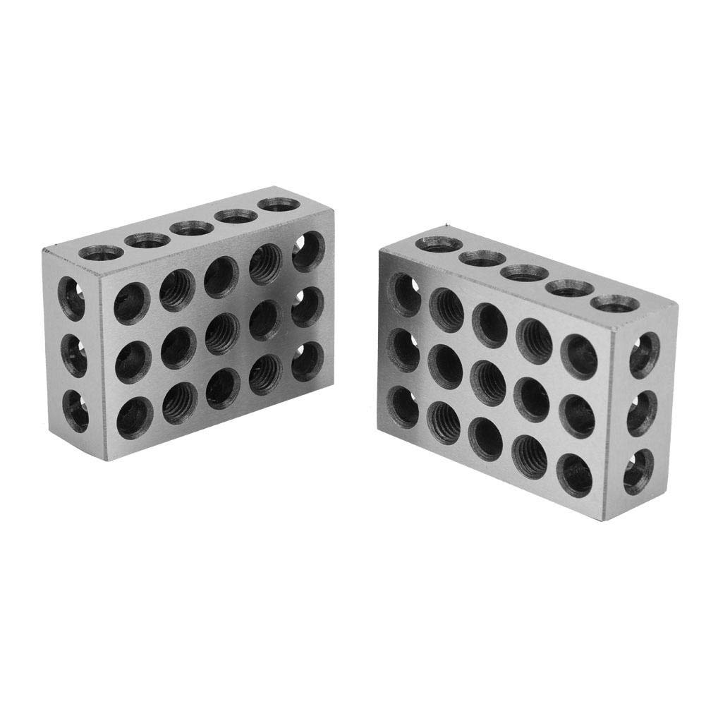 2pcs 25x50x75mm Precision Blocks,23 Holes Clamping Blocks Metric,Lathe Tools Precision for Machine Tool Matched Machinist 123 Hardened Milling Tool 1-2-3 Holes