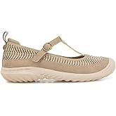 JBU Women's Summer Mary Jane Flat, Taupe, 8