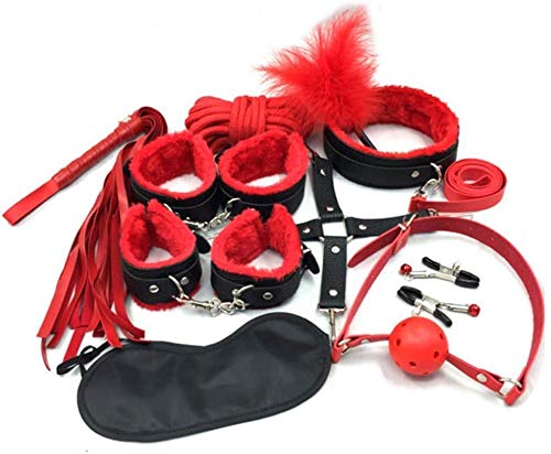 DanTanes-Coppia-di-Accessori-per-Costume-Cosplay-in-Peluche-Rosso-Regolabile-da-9-Pezzi-piu-Dadi-Divertenti