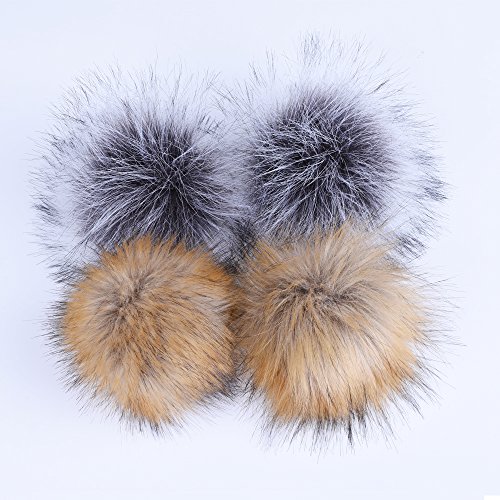 LEKUSHA DIY 12pcs Faux Fur Pom Pom Ball for Knitting Hat with Snap, Beanie Hat Fur Ball, Attachable Pompom Ball, Work Great with Knitting Loom