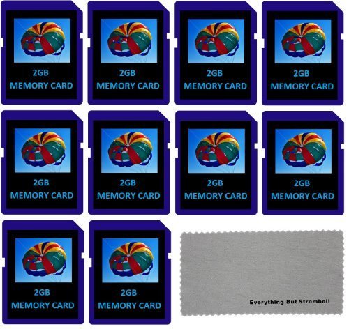 Everything But Stromboli 2 GB 2G 10-Pack SD Style Flash Memory Card Works with Digital Cameras with Bonus Everything But Stromboli (tm) MicroFiber Contact Cleaning Cloth
