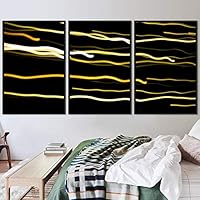 3 Piece Framed Canvas Wall Art Abstract Geometric Lights Mixed Media Canvas Prints Home Artwork Decoration for Living Room,Bedroom - 16