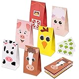 RecooTic Farm Animal Party Bags Goodie bags for Kids Farm Themed Party, Pack of 24