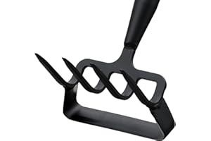 DONSAIL Cultivator Hoe Garden Tools for Gardening, Heavy Duty Stainless Steel 4 Tine Hand Garden Rake Cultivator and Stirrup Hoe Long Handle for Women Weeding Loosening Digging 30-60 inch