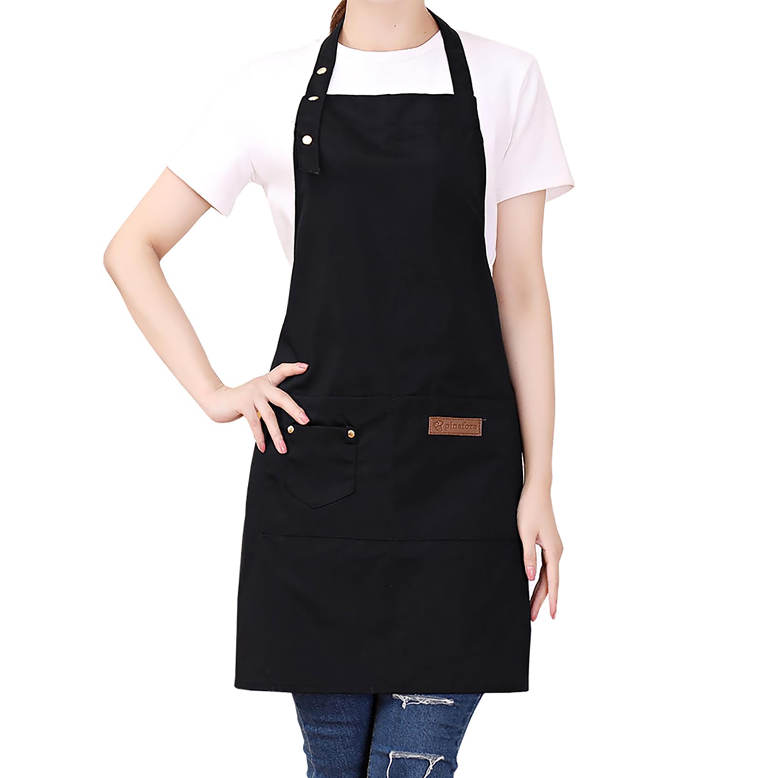 Cotton Canvas Aprons for Stylist Bartender Gardener Server Waitress Maids Apron Adjustable Straps with Pockets