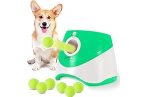 HNNOAIDA Interactive Dog Toys - Automatic Tennis Ball Launcher for Medium to Large Dogs, Outdoor Exercise & Training, Perfect Home Dog Toy 6 Ball (Green, Standard)