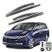 VXMOTOR Chrome Trim Clip On Smoke Tinted Window Visor Rain Guard Defector 2011-2016 Honda Odyssey
