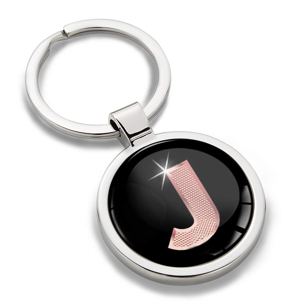 Biomar Labs Letter Keychain Alphabet Initial Keyring 3D Metal Stainless Steel Personalised Initials Charm for Car and Keys Available in Silver Rose Gold or Gold (J in Rose Gold KK 36) — image 1