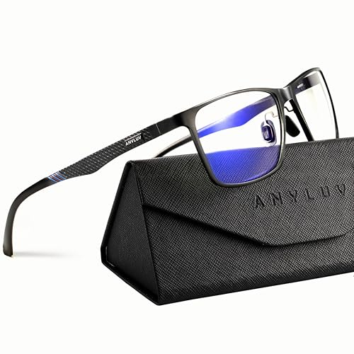 ANYLUV Blue Light Glasses Men, Relieve Eyestrain and Eye Protection, Al-Mg Metal Computer Blue Light Blocking Glasses