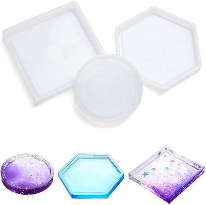 Amazon Co Jp 樹脂鋳造用シリコンコースター型3個セット Diy六角型コースター 下部ブラケットが変形を防ぎ 樹脂 コンクリート セメントの鋳造用型 円形 四角 六角形 ホビー