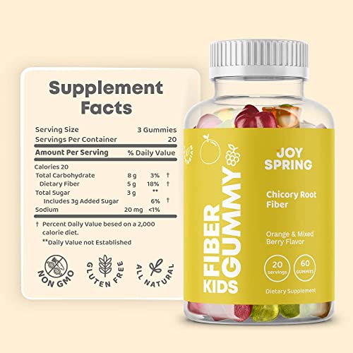 Chewable Fiber Gummies for Kids Orange and Berry Flavored Fiber