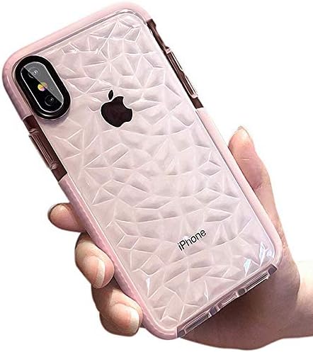 DHCHO iPhone Xs Max Case,Crystal Clear Slim Diamond Pattern Soft TPU Anti-Scratch Shockproof Protective Cover for Women Girls Compatible with iPhone Xs Max 6.5 Inch(Pink)