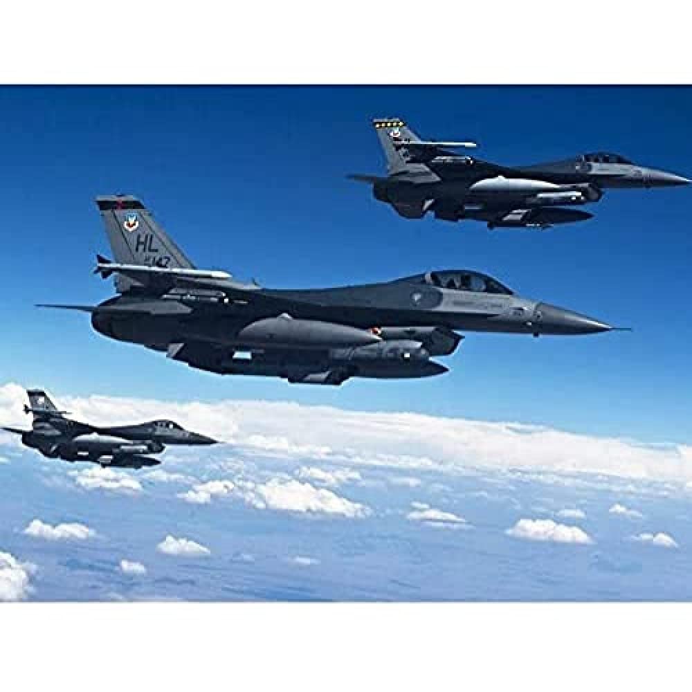 Miltary USA Formation F-16 Fighting Falcons Photo Art Print Canvas Premium Wall Decor Poster Mural