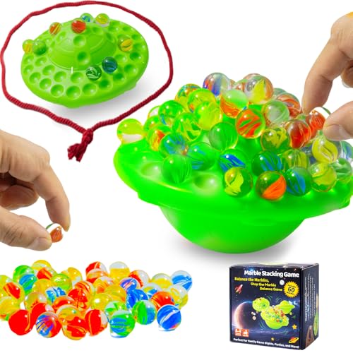 Fluxglow Marble Balance Game​​, Family Game,1–4 Players Fun Party Board Game for Kids & Adults, with 60 Colorful Marbles, Perfect for Parties & Birthday Gift