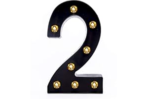 Foaky Black LED Marquee Number Lights Sign Light Up Marquee Number Lights Sign for Night Light Wedding Birthday Party Battery Powered Christmas Lamp Home Bar Decoration