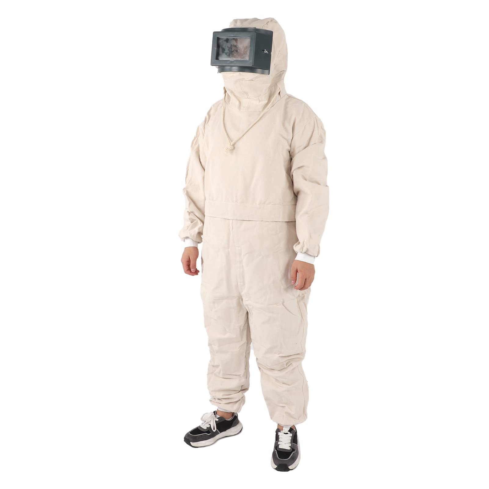 Leapiture Working Suit Full Protective Overalls Dustproof Breathable Sand Blasting Suit with Transparent Glass Face Shield Oxygen Tube Connection
