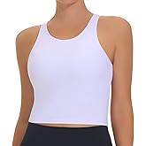 THE GYM PEOPLE Women's Racerback Longline Sports Bra Removable Padded High Neck Workout Yoga Crop Tops